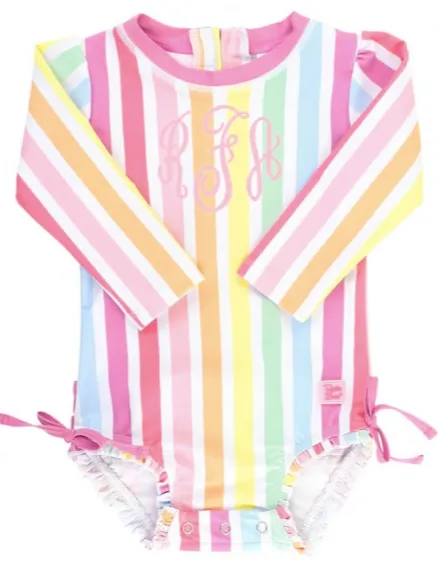 0-3M Rainbow Dream Stripe One Piece Rash Guard (2022 Style)