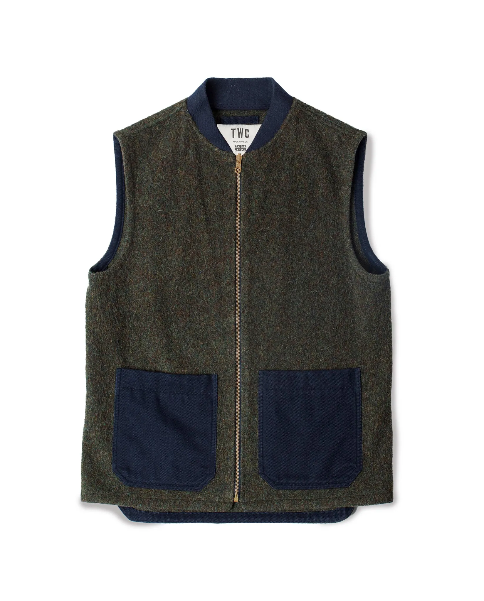 ALDWORTH GILET IN GREEN WOOL