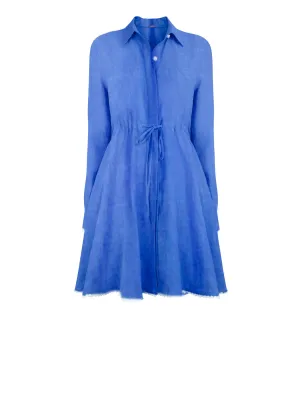 Amalfi Short Linen Dress, Blue