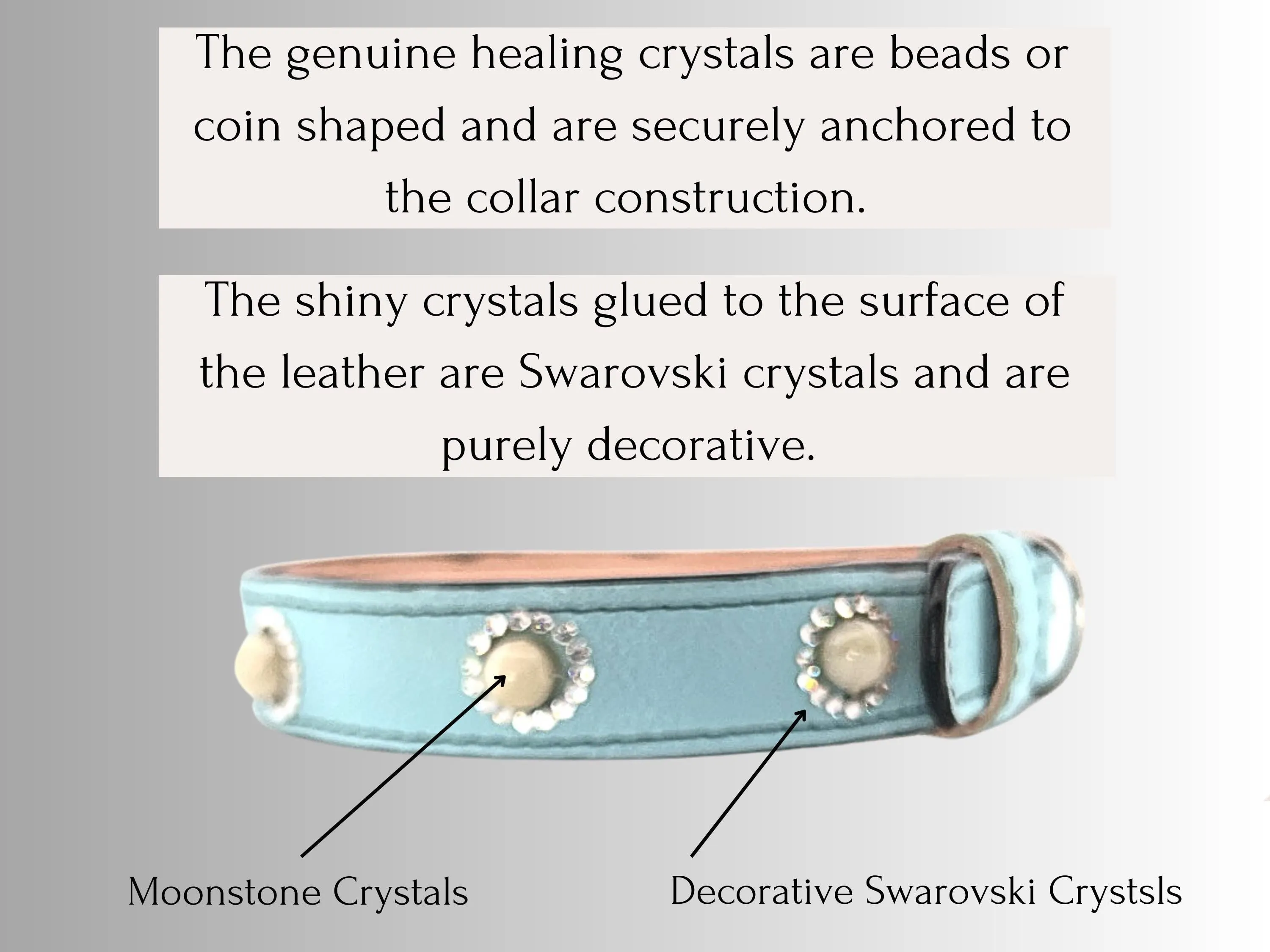 Anxiety & Stress Support - Healing Crystal Collars - Tiffany blue w/ Moonstones AS102
