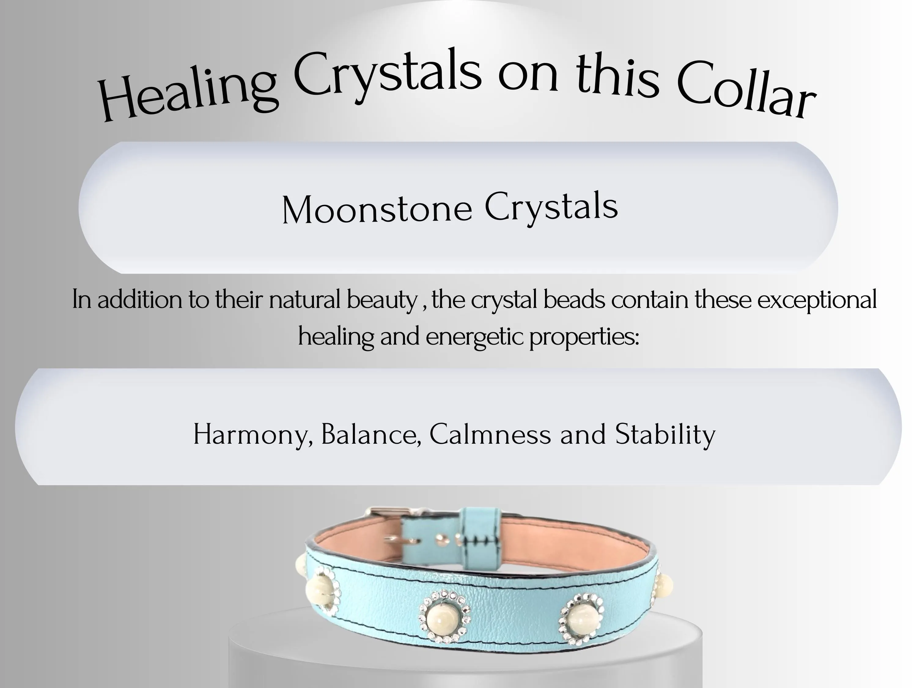Anxiety & Stress Support - Healing Crystal Collars - Tiffany blue w/ Moonstones AS102