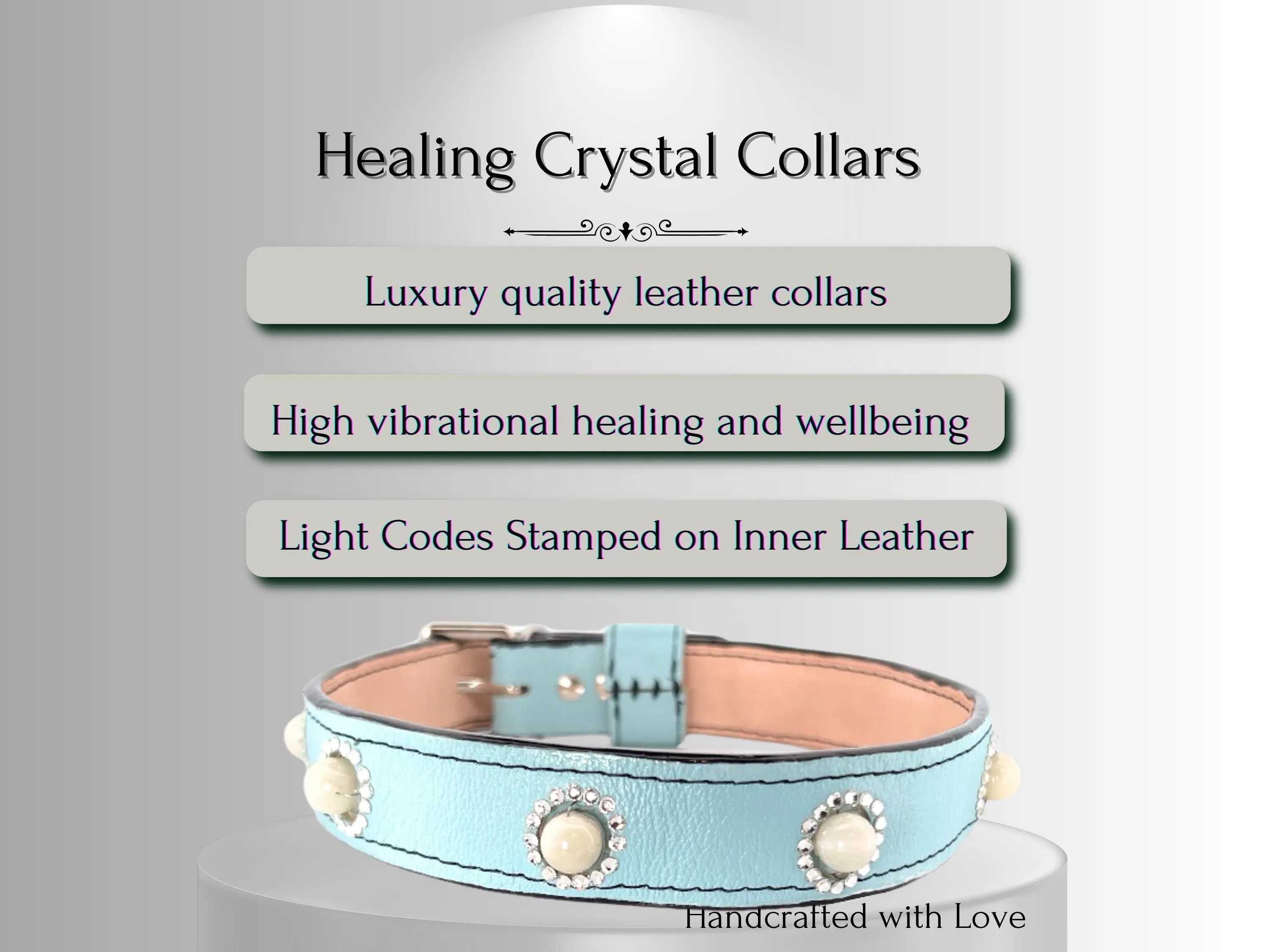 Anxiety & Stress Support - Healing Crystal Collars - Tiffany blue w/ Moonstones AS102