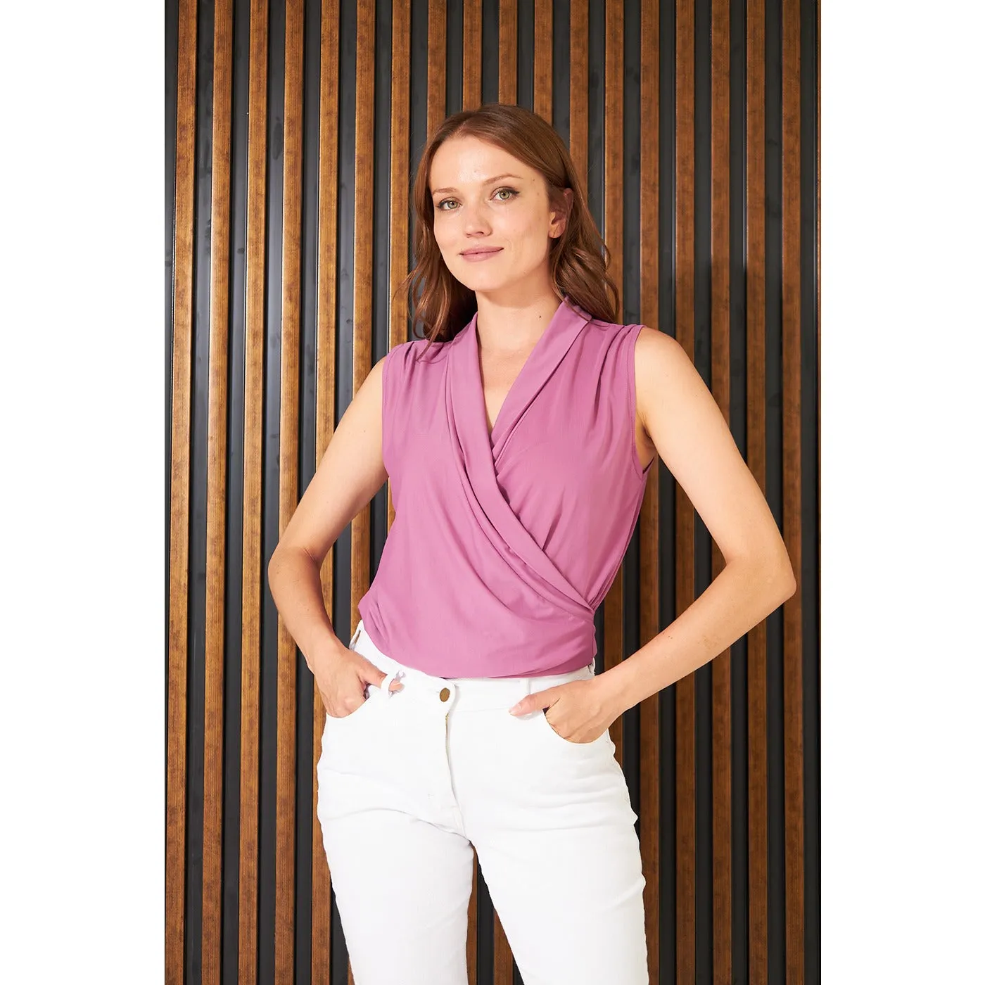 Blush Wrap Neck Top