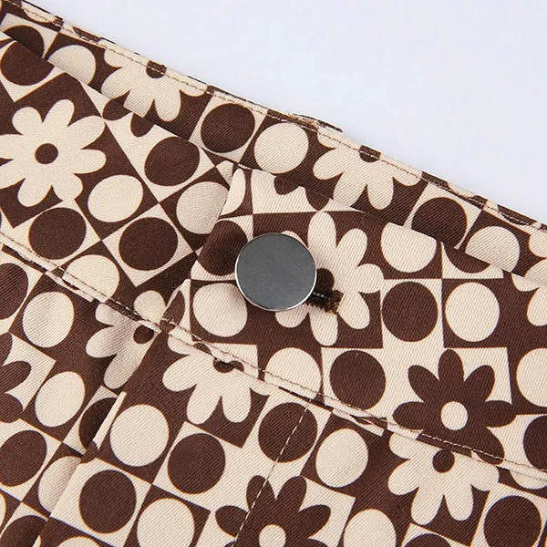 Brown Floral Pants