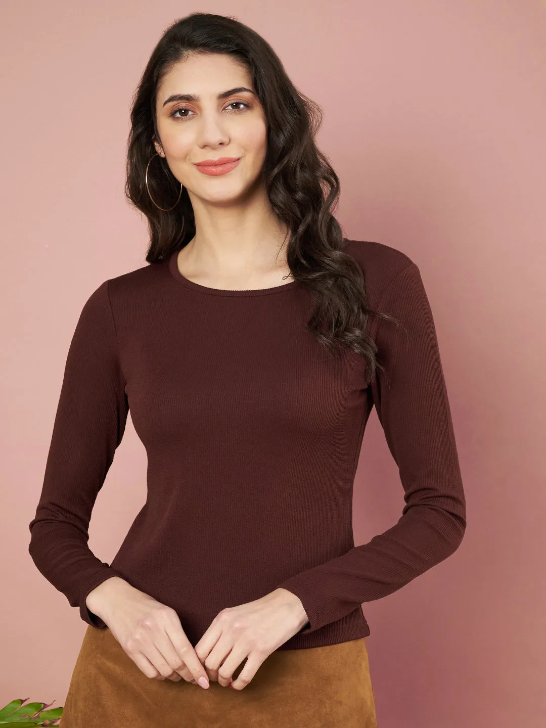 Casual Regular Sleeves Solid Women Brown Top