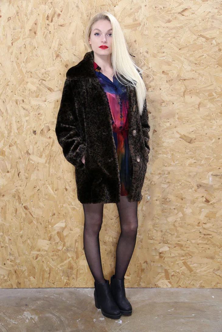 Dark Brown Leopard Print Coat