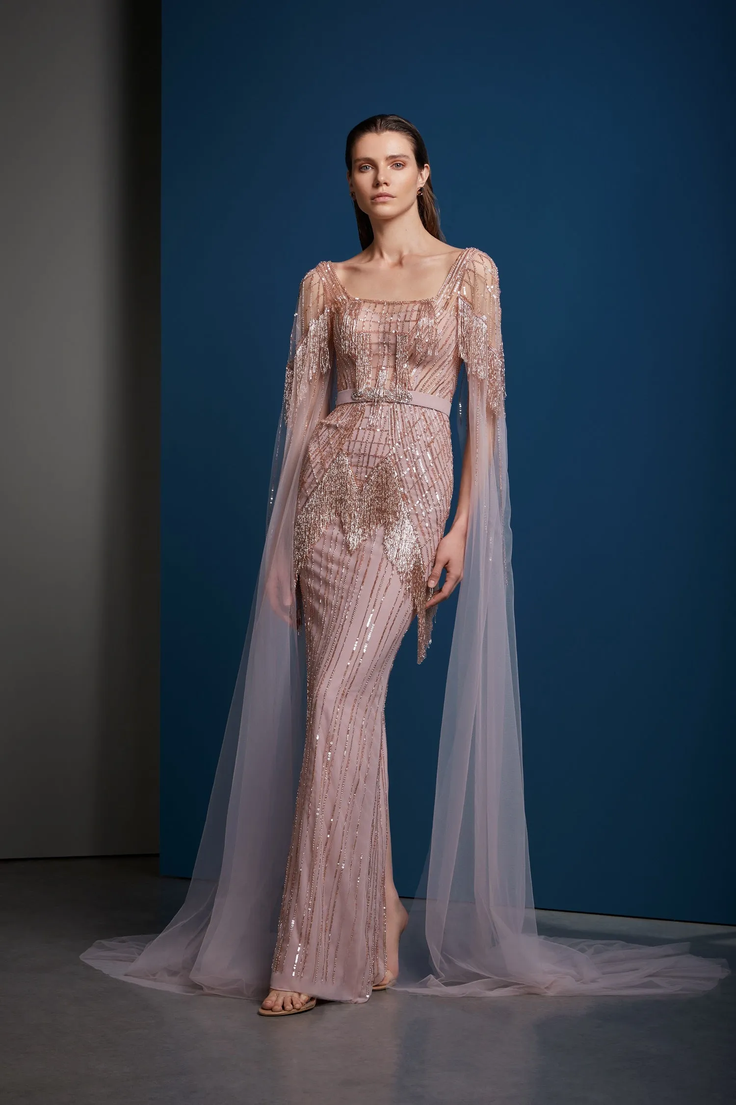 Heavily Embroidered Cape Dress Online UAE