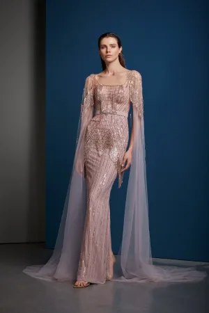 Heavily Embroidered Cape Dress Online UAE