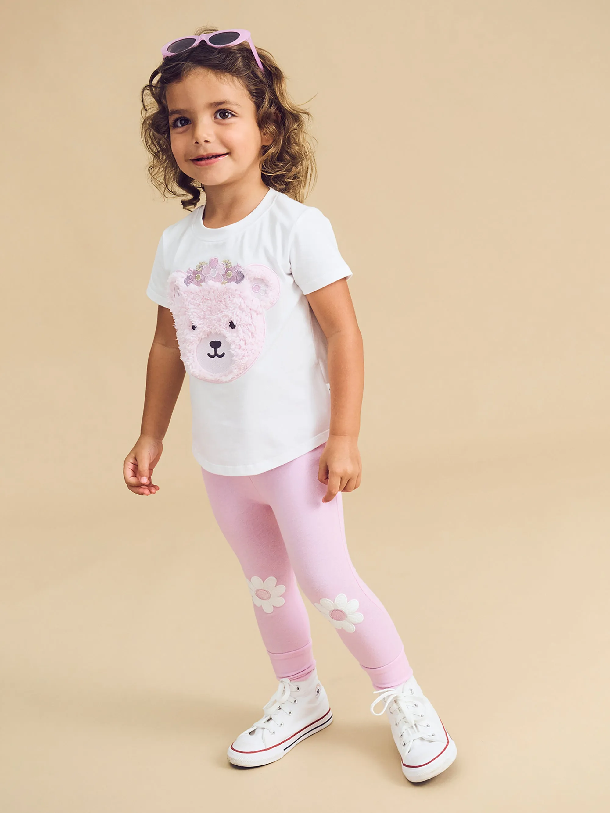 Huxbaby Daisy Furry Bear T-Shirt - White