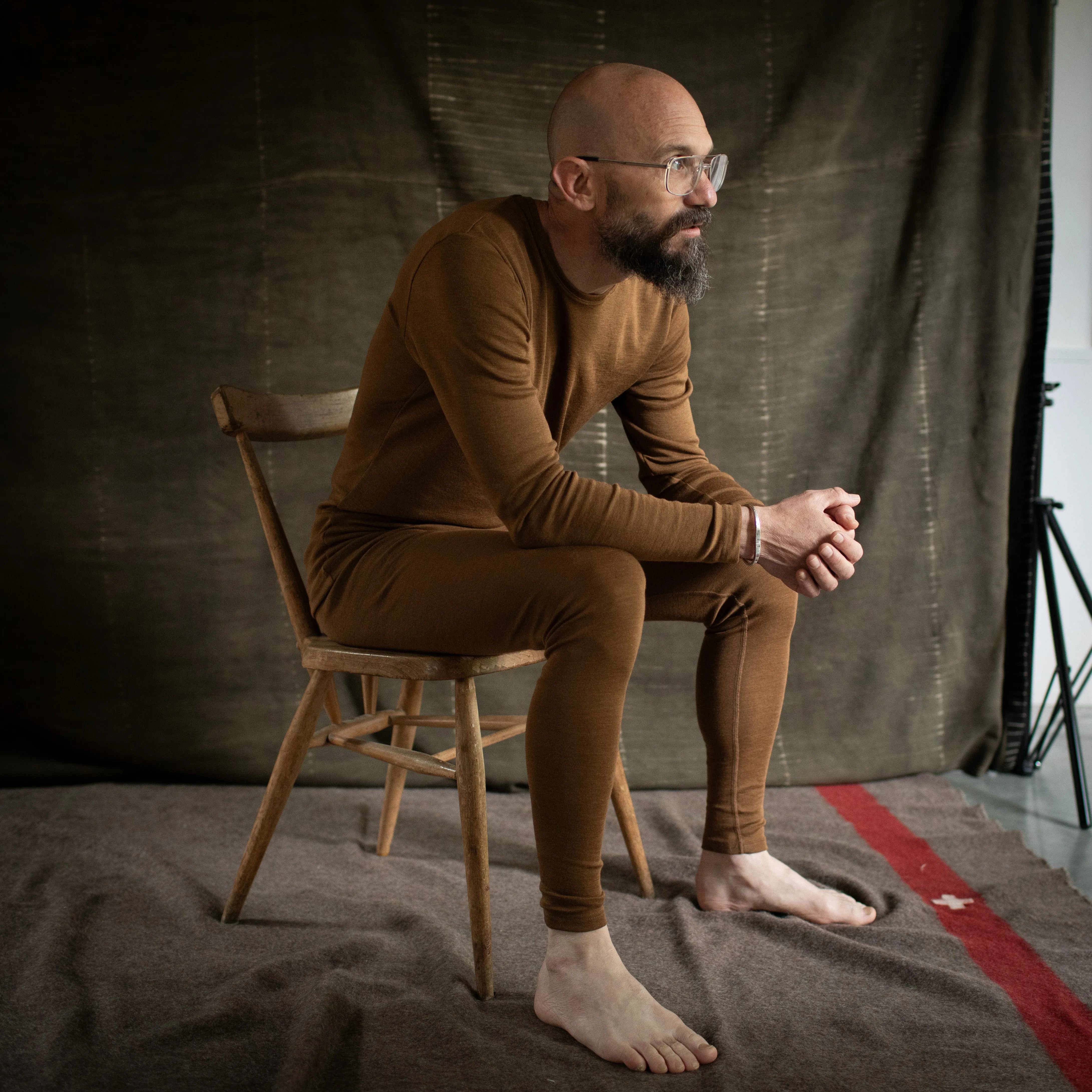 Lark Mens Top - Merino Wool & Silk - Almond