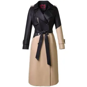 Leather Patch Trench Coat
