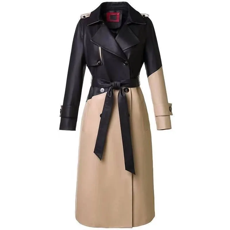 Leather Patch Trench Coat