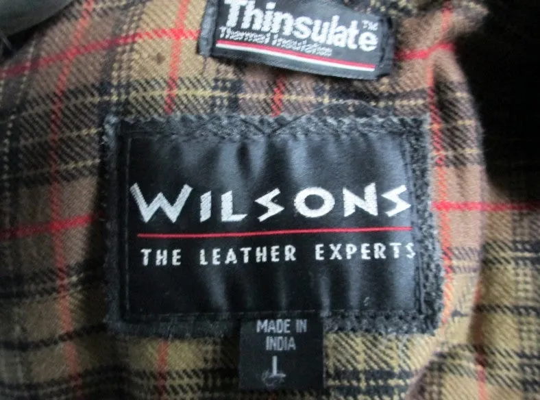 MENS WILSON'S Thinsulate LEATHER flight Moto Riding jacket coat BLACK L