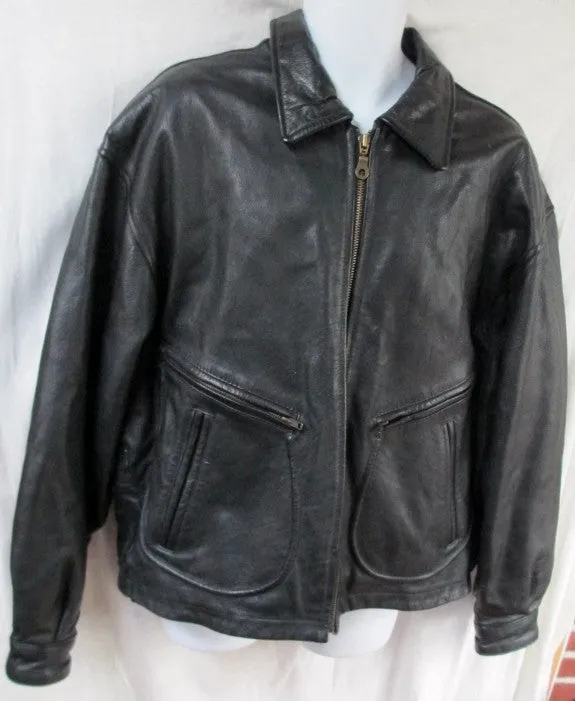 MENS WILSON'S Thinsulate LEATHER flight Moto Riding jacket coat BLACK L