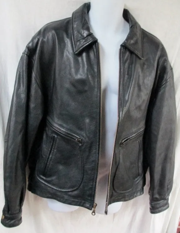MENS WILSON'S Thinsulate LEATHER flight Moto Riding jacket coat BLACK L