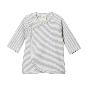 Nature Baby Kimono Jacket - Grey Marl Stripe