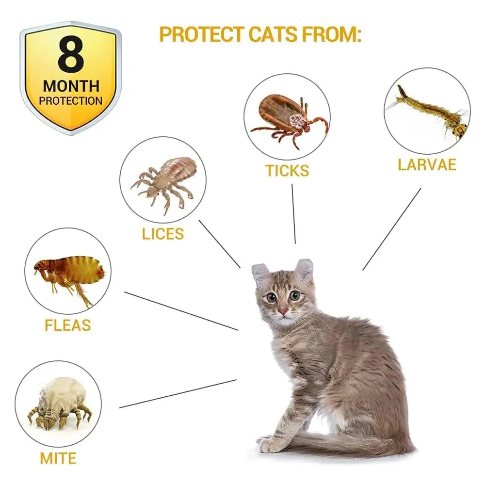 Pet Flea and Tick Collar for Cats - Up to 8 Months Protection