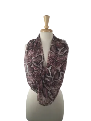 SIS-03 -  Infinity Silk Scarf with Mixed Reptile Print
