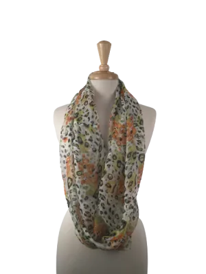 SIS-05 - Infinity Silk Scarf with Mixed Animal Print