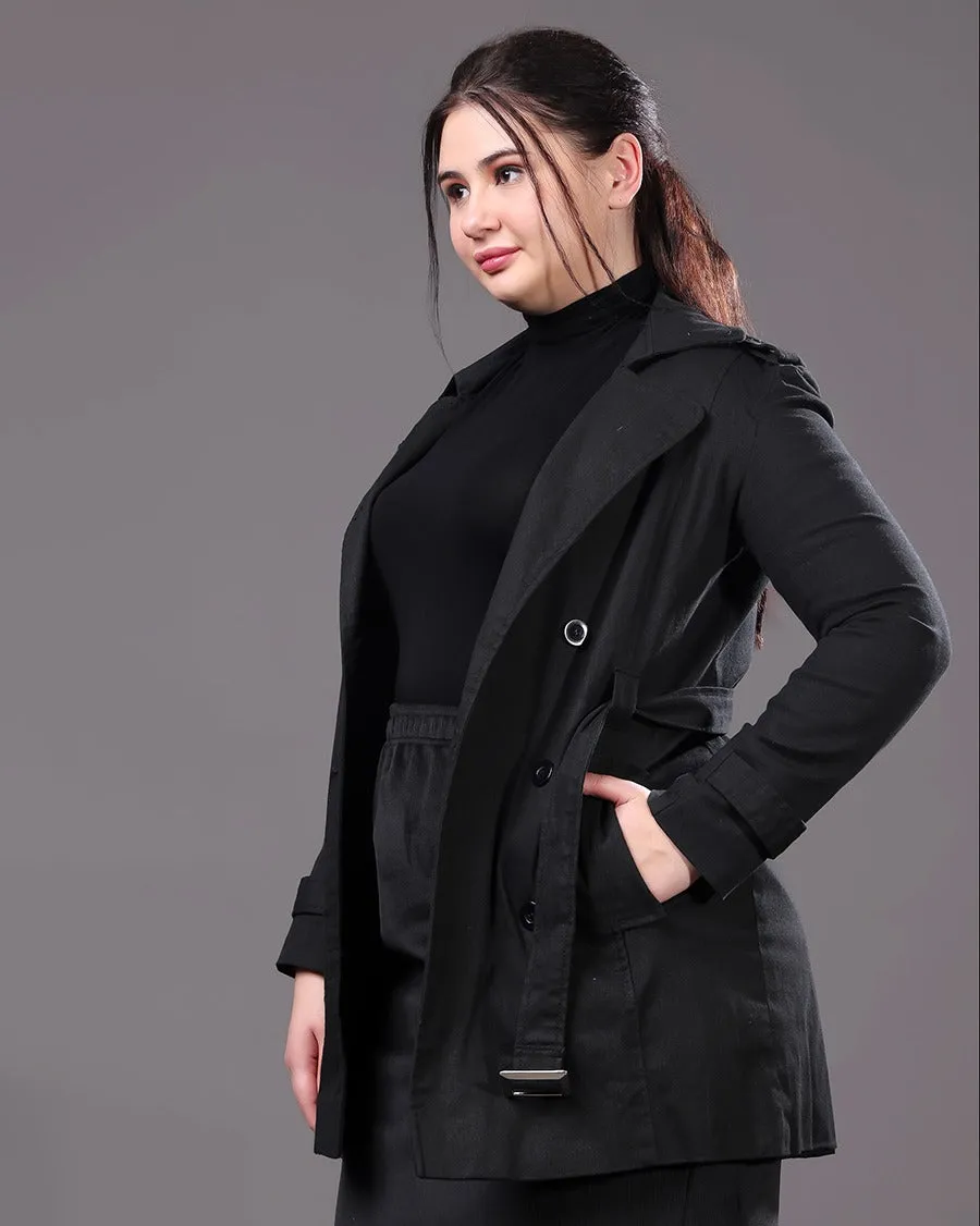 Solid Trench Coat with Belt