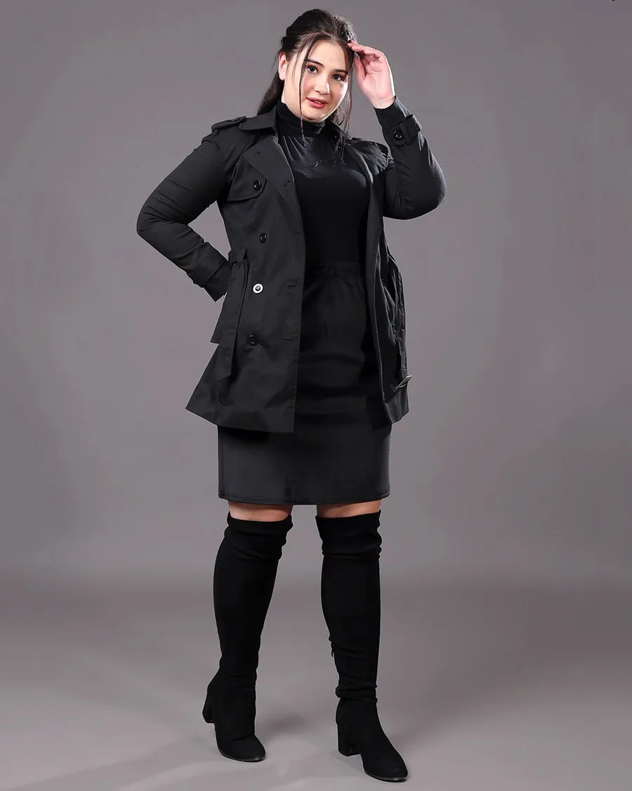 Solid Trench Coat with Belt