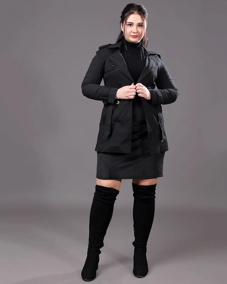 Solid Trench Coat with Belt