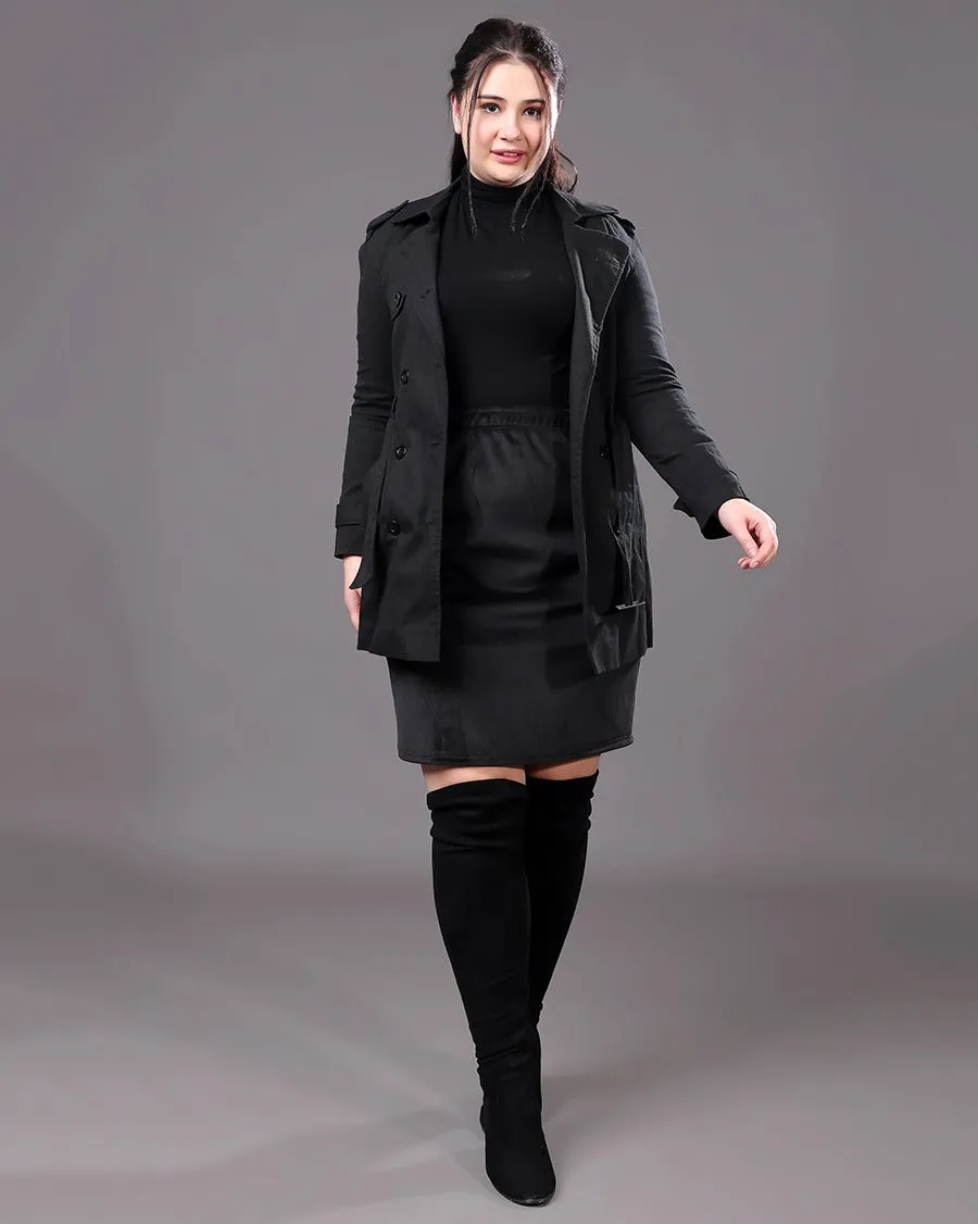 Solid Trench Coat with Belt