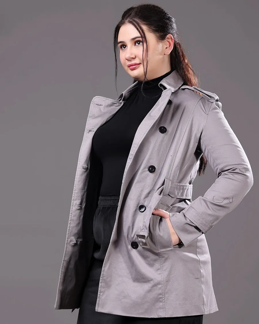 Solid Trench Coat with Belt