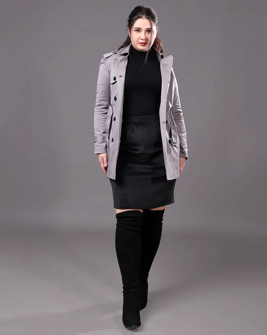 Solid Trench Coat with Belt