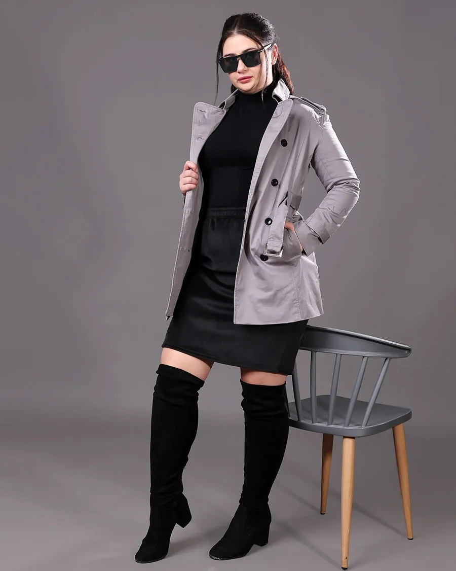 Solid Trench Coat with Belt