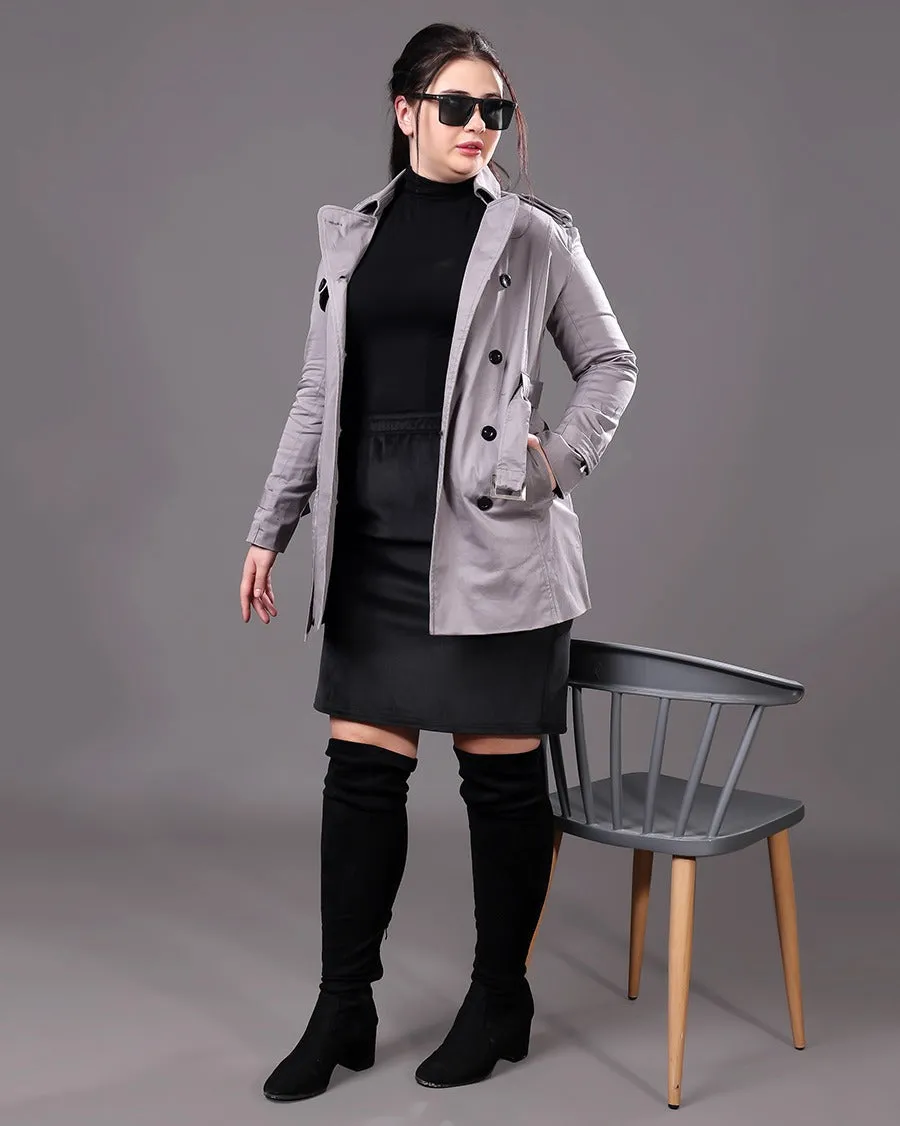 Solid Trench Coat with Belt