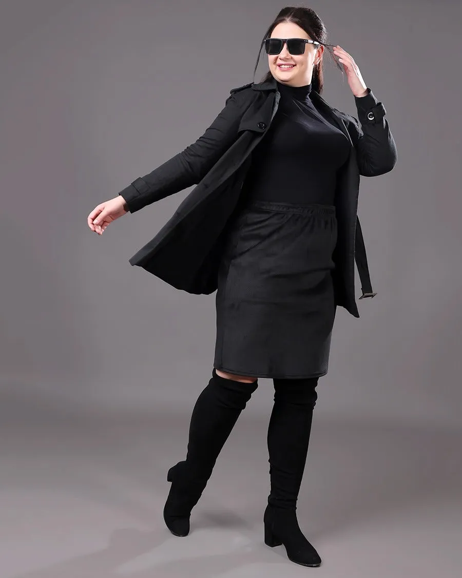 Solid Trench Coat with Belt