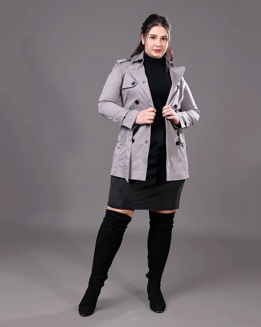 Solid Trench Coat with Belt