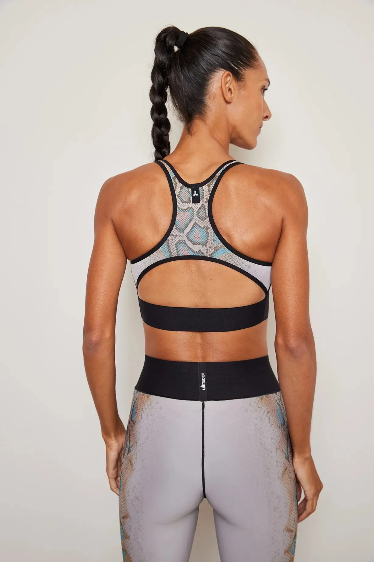 Ultracor Women's Python Scent Terrain Tank Sports Bra - Neutral Taupe Silk Snake Print