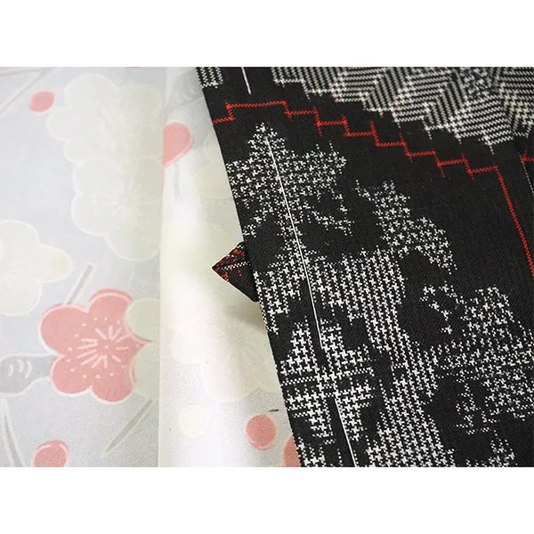 Vintage Haori Kimono Jacket Silk, Black & Red base, Tortoiseshell Pattern (Kikkō)