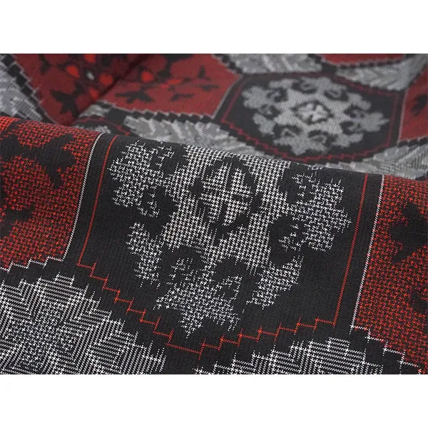 Vintage Haori Kimono Jacket Silk, Black & Red base, Tortoiseshell Pattern (Kikkō)
