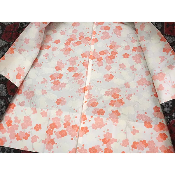 Vintage Haori Kimono Jacket Silk, Black & Red base, Tortoiseshell Pattern (Kikkō)