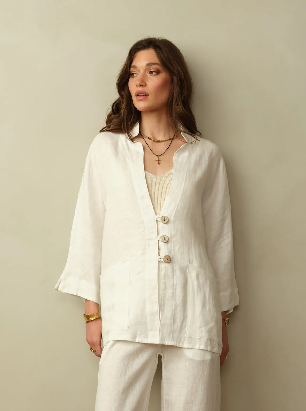 Women's Aoki Linen Kimono Jacket - Final Sale