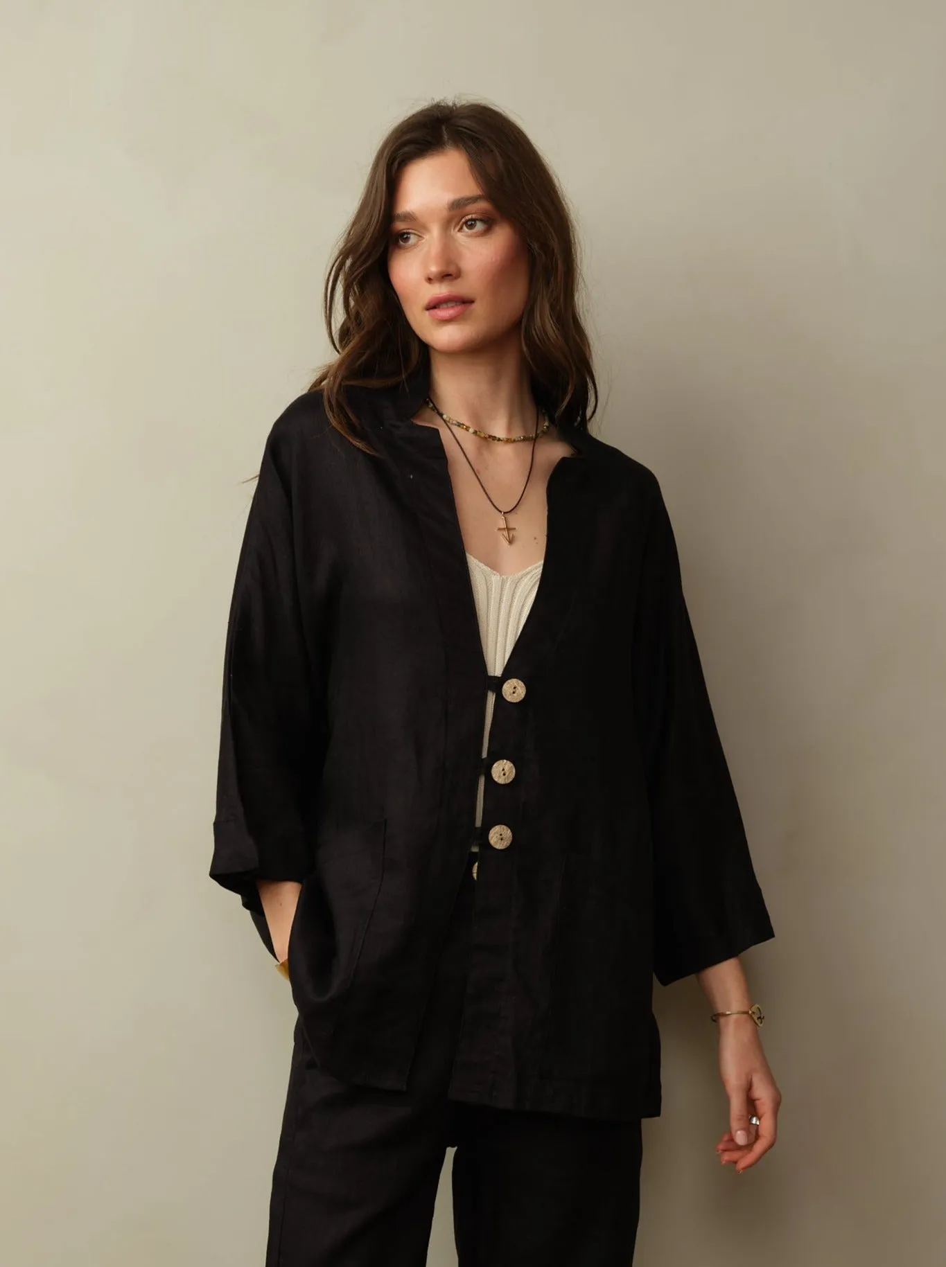 Women's Aoki Linen Kimono Jacket - Final Sale
