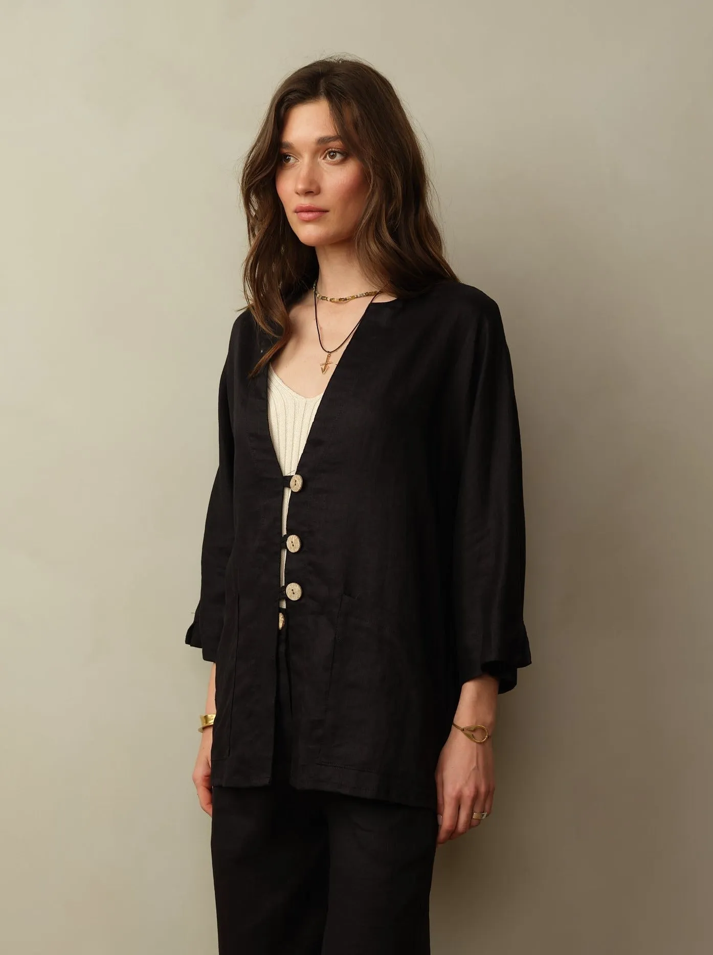 Women's Aoki Linen Kimono Jacket - Final Sale
